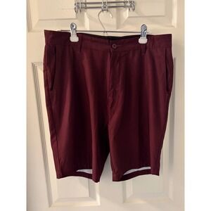 Subculture Men's 34 Burgundy Red Flat Front Casual Chino Shorts